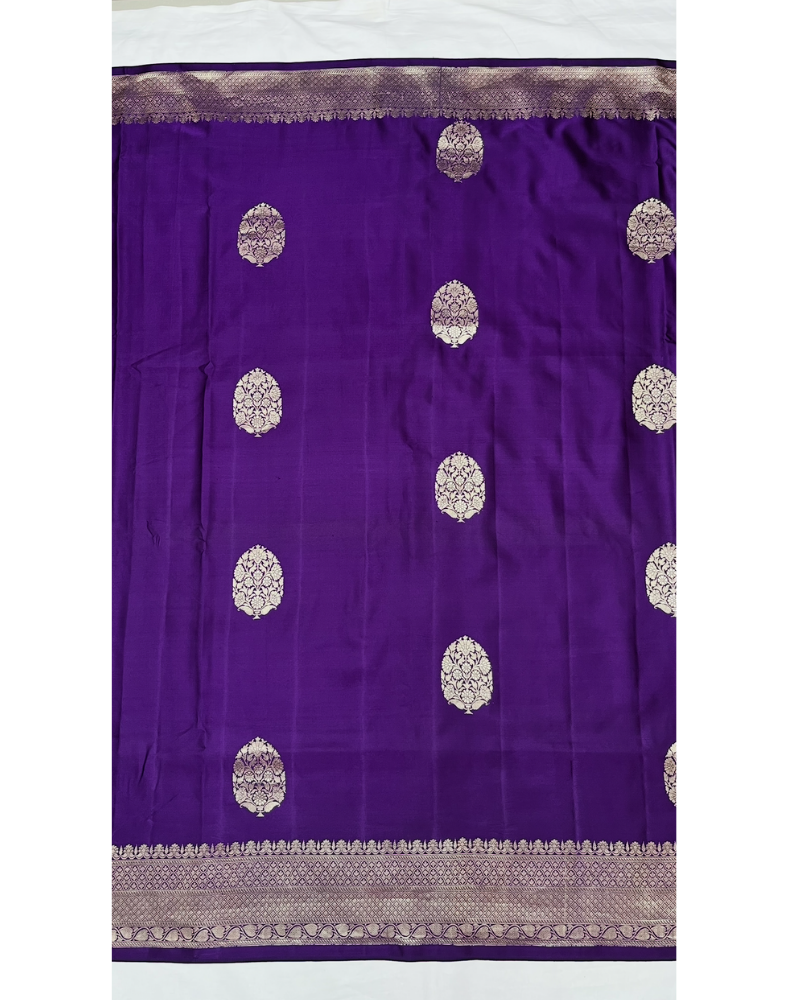 Dark purple Mashru Banarasi silk saree