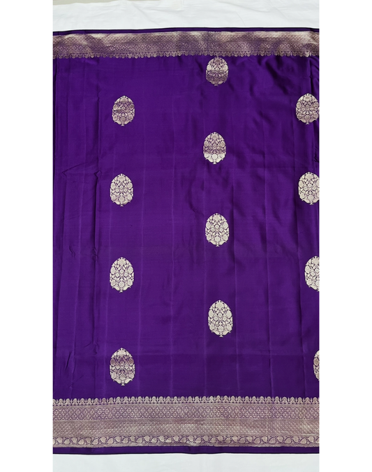 Dark purple Mashru Banarasi silk saree