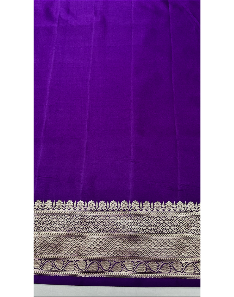 Dark purple Mashru Banarasi silk saree