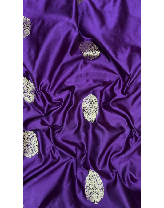 Dark purple Mashru Banarasi silk saree