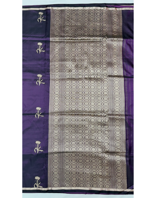 Dark wine premium Mashru Banarasi silk saree