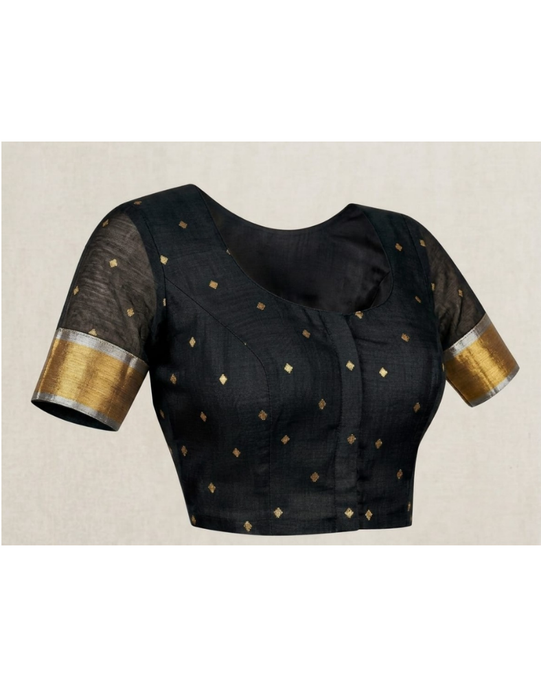 Black Chanderi silk saree