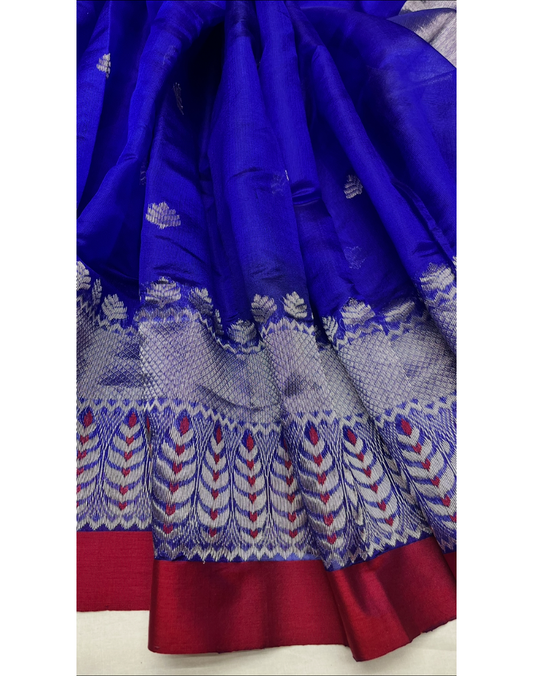 Royal blue Chanderi silk saree