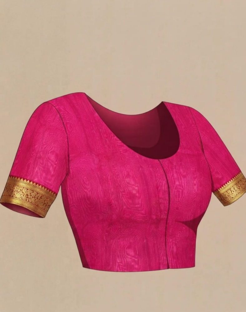 Magenta pink Chanderi organza Katan silk saree