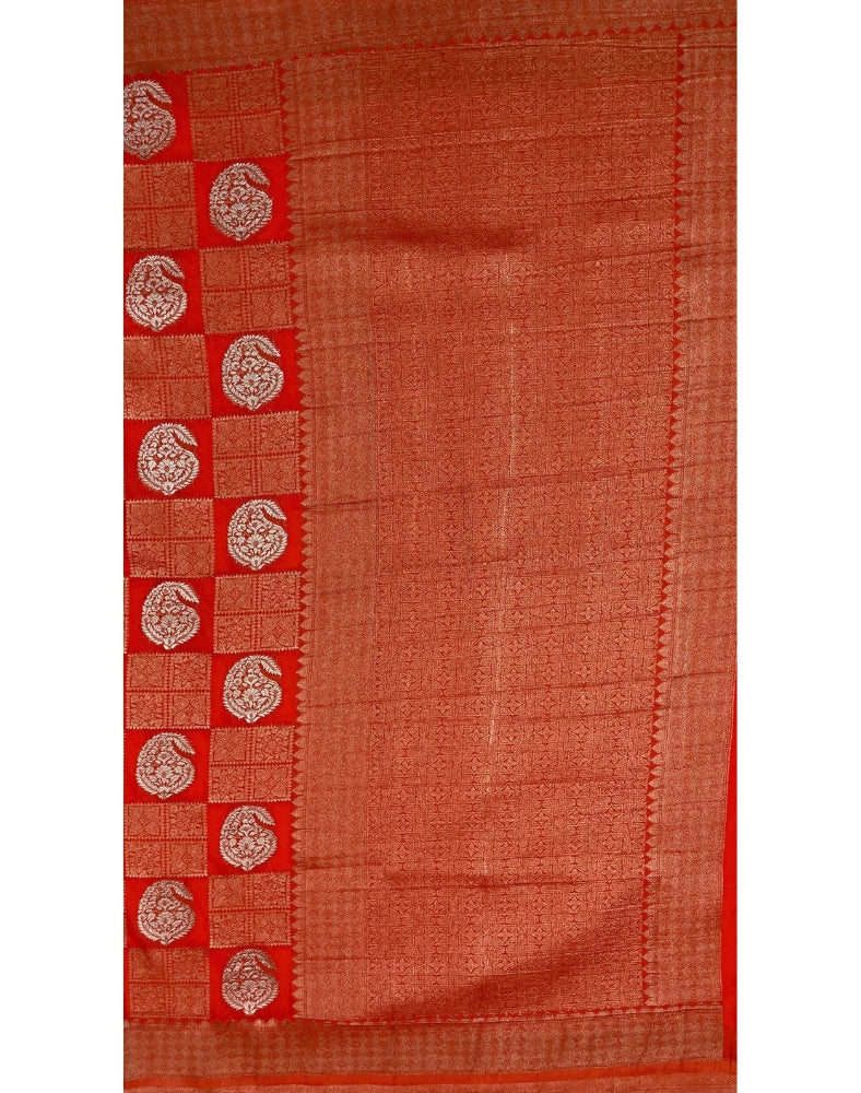 Orange Georgette Chiffon Banarasi Saree