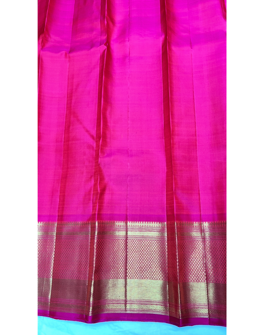 Pure silk pure zari handloom Rani pink brocade Kanjivaram saree