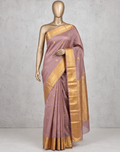 Pure silk pure zari handwoven dusty mauve tone Kanjivaram saree