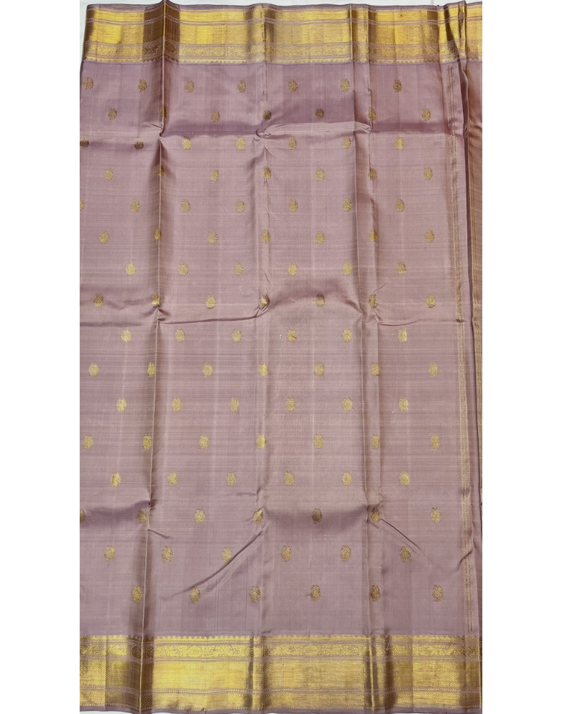 Pure silk pure zari handwoven dusty mauve tone Kanjivaram saree