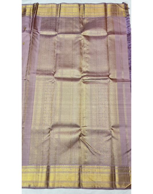 Pure silk pure zari handwoven dusty mauve tone Kanjivaram saree