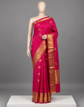 Pure silk pure zari bright pink tone Kanjivaram saree