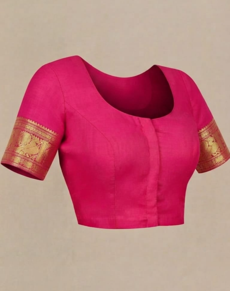 Pure silk pure zari bright pink tone Kanjivaram saree