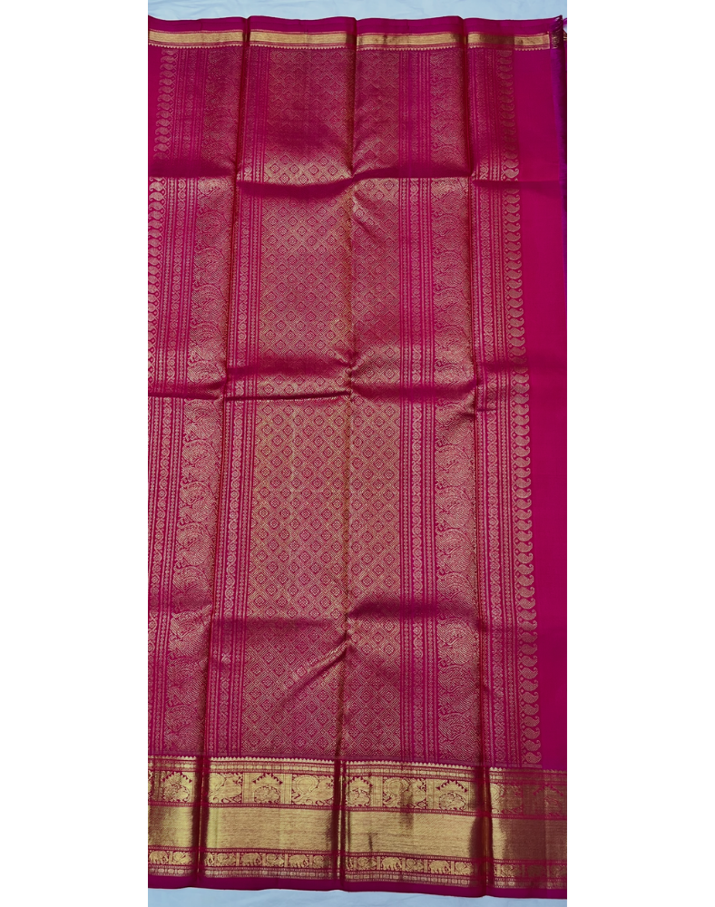 Pure silk pure zari bright pink tone Kanjivaram saree