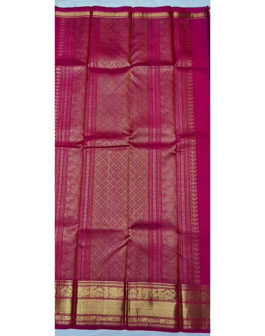 Pure silk pure zari bright pink tone Kanjivaram saree