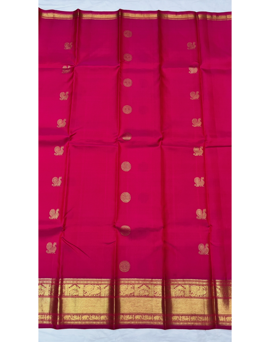Pure silk pure zari bright pink tone Kanjivaram saree