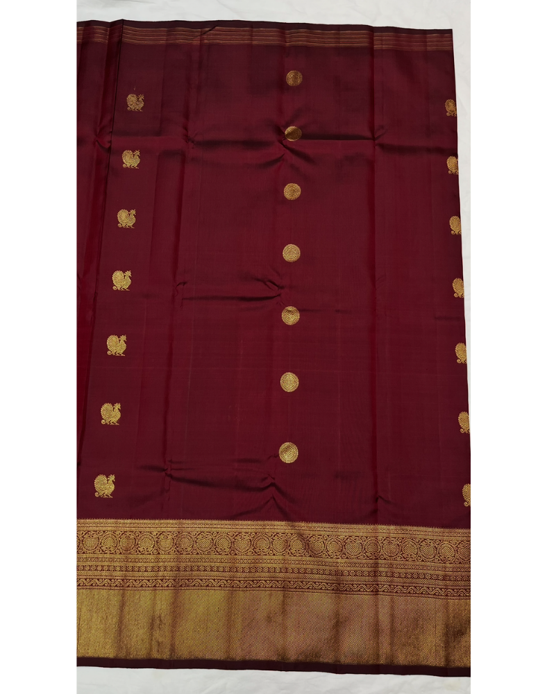 Pure silk pure zari deep maroon tone Kanjivaram saree