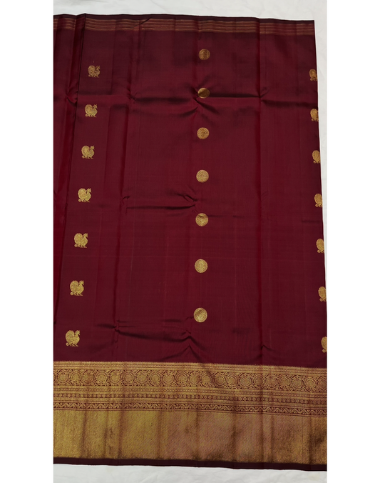 Pure silk pure zari deep maroon tone Kanjivaram saree