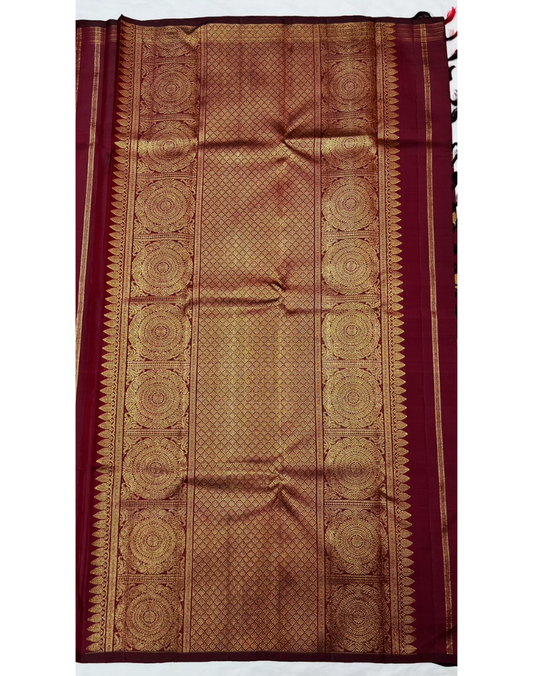 Pure silk pure zari deep maroon tone Kanjivaram saree