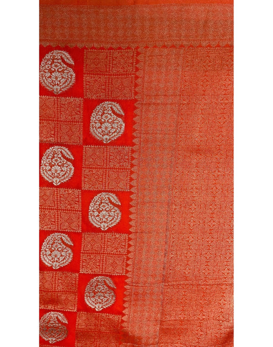 Orange Georgette Chiffon Banarasi Saree