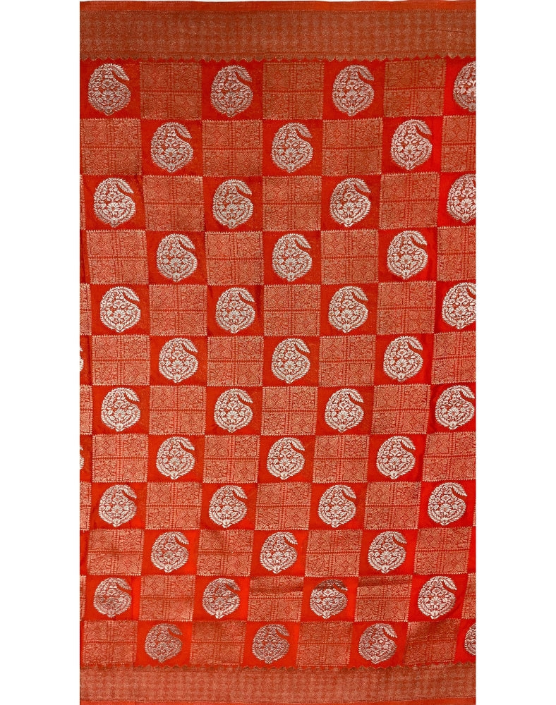 Orange Georgette Chiffon Banarasi Saree
