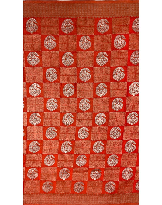 Orange Georgette Chiffon Banarasi Saree