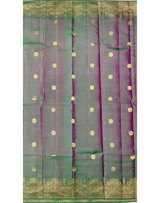 Pure Kanjivaram Silk Saree with dual tone of Purple & Green