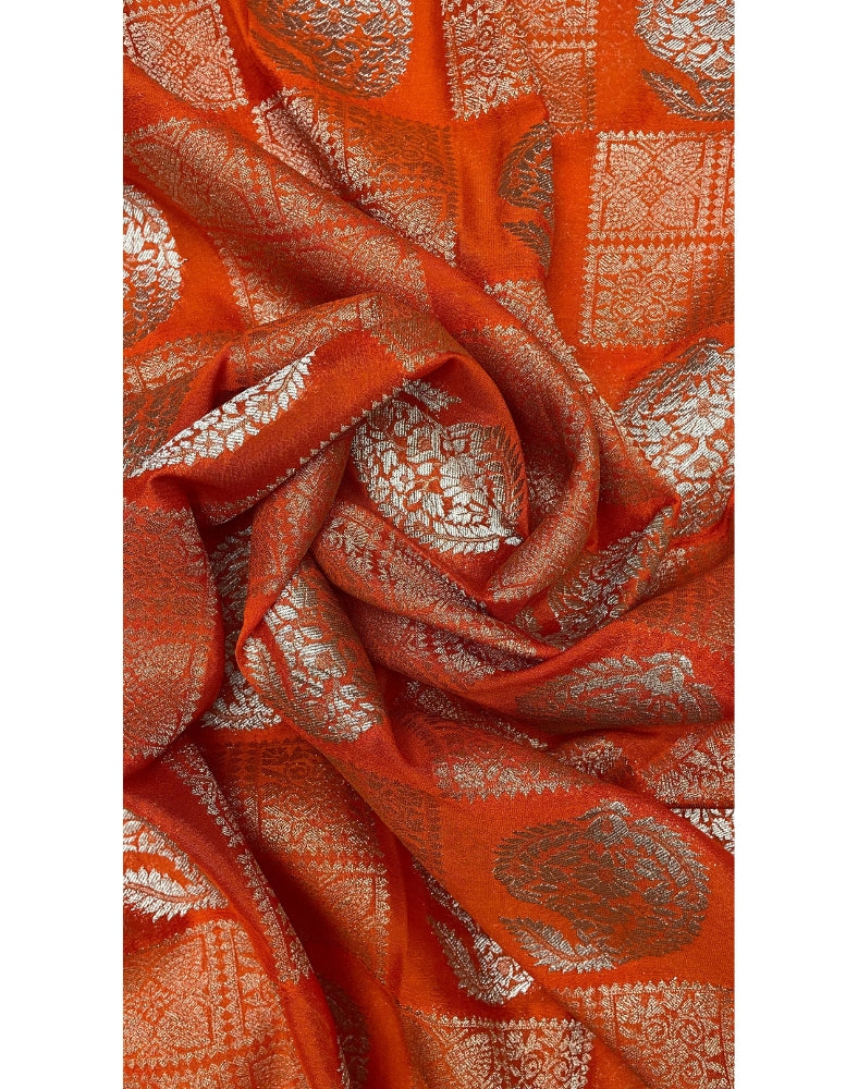 Orange Georgette Chiffon Banarasi Saree