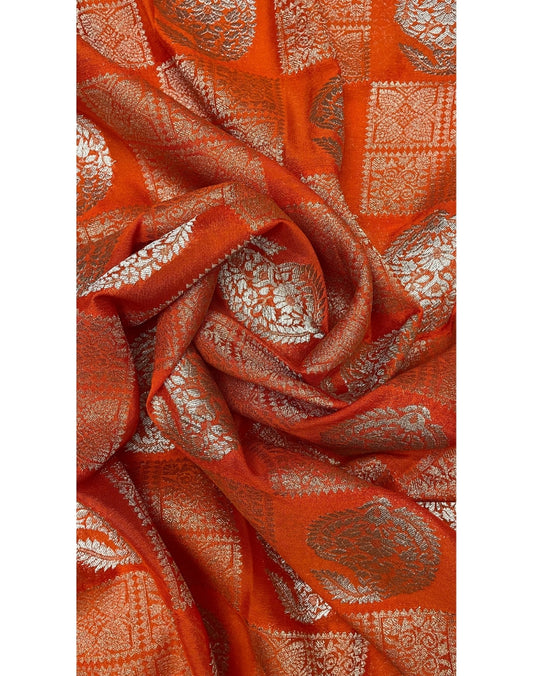 Orange Georgette Chiffon Banarasi Saree