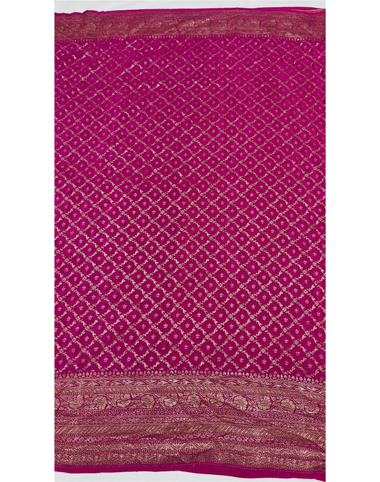 Hot pink pure Banarasi Khaddi crepe silk saree