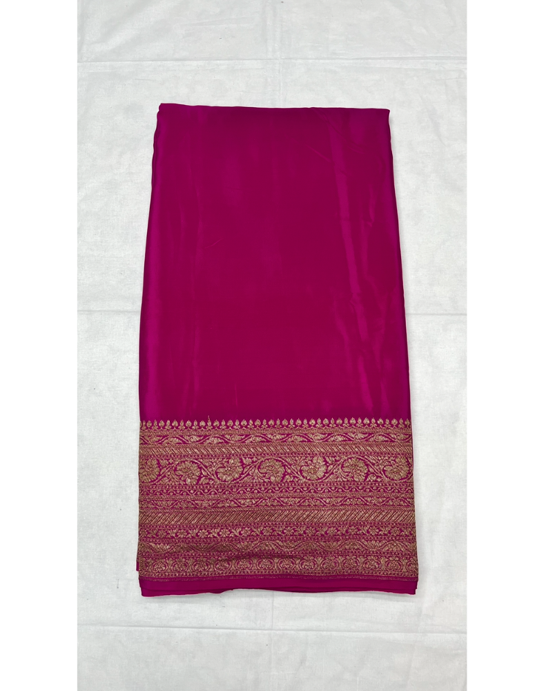 Hot pink pure Banarasi Khaddi crepe silk saree