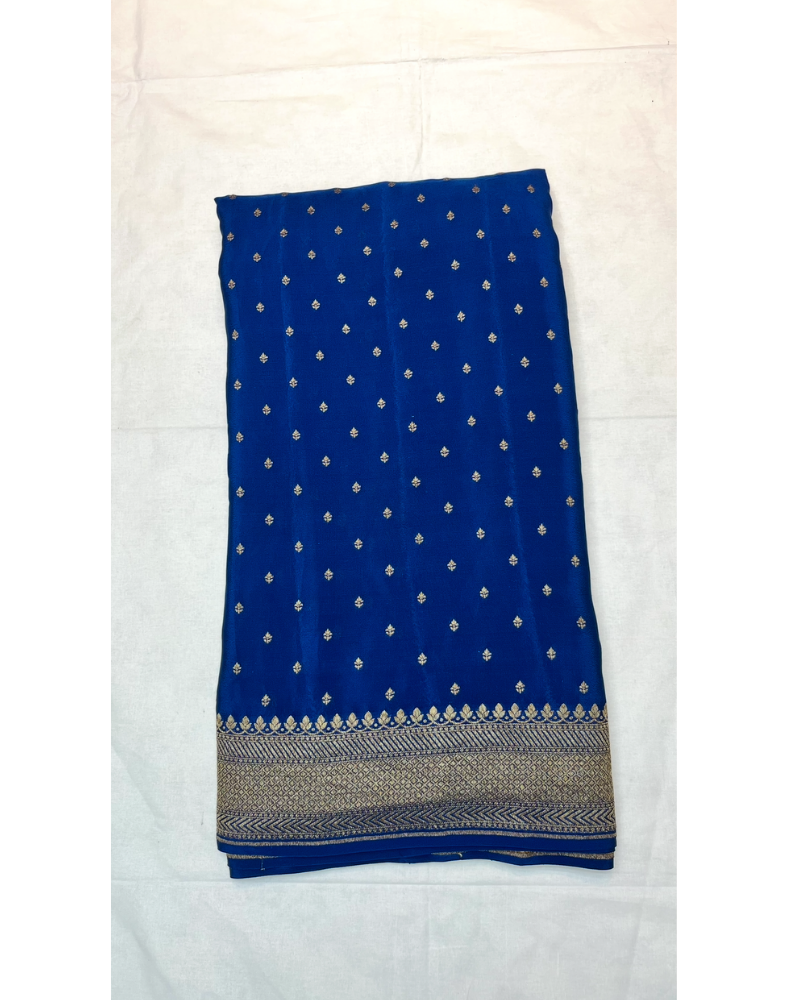 Classic blue pure Banarasi Khaddi crepe silk saree