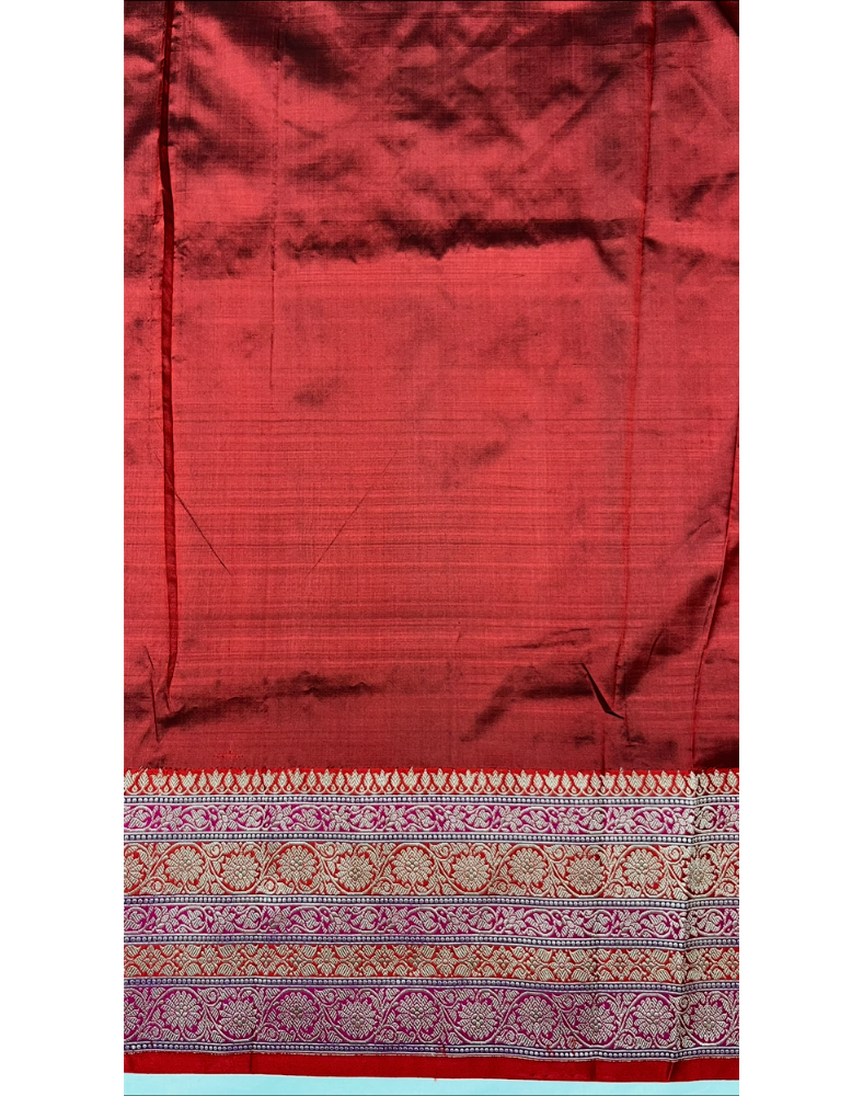 Black pure Katan Banarasi silk saree with red border