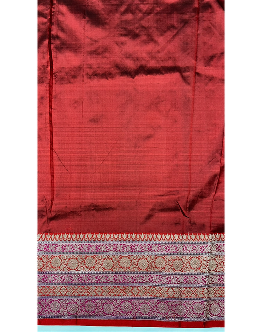 Black pure Katan Banarasi silk saree with red border