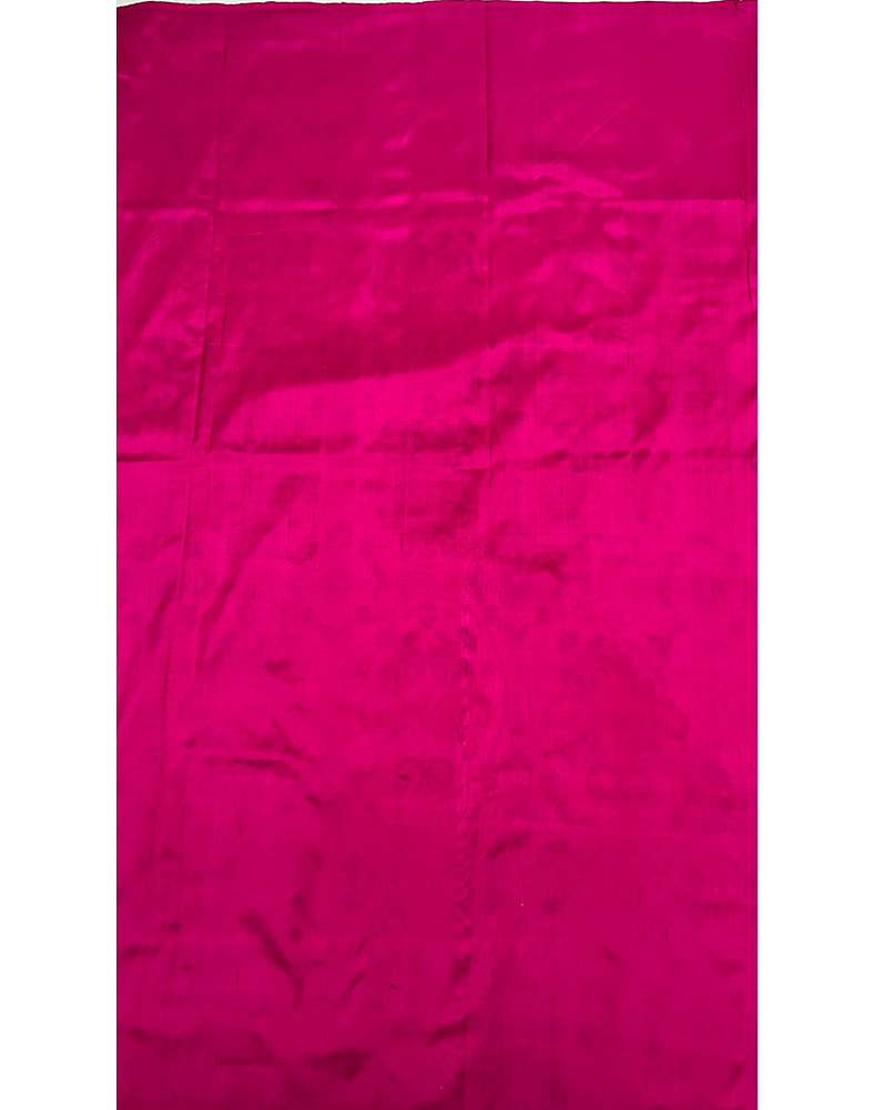 White Pochampally Handwoven Drill Weaving Ikat Silk Saree with Contrast Magenta Purple Border