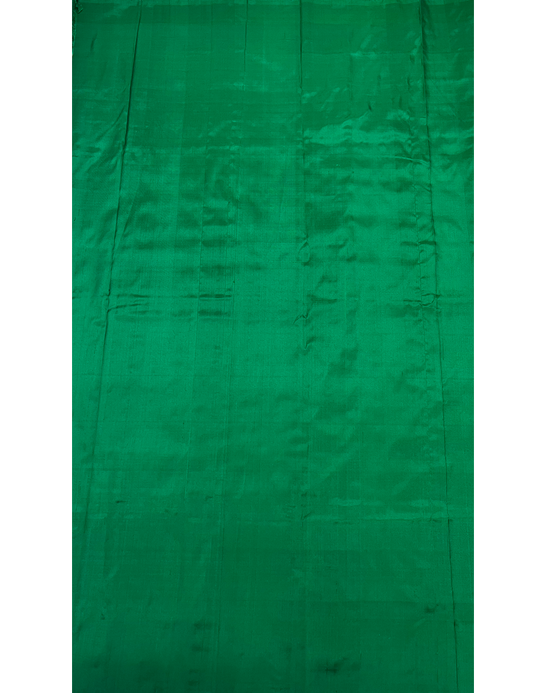 Magenta Pink Handwoven Ikat Silk Saree with Contrast Green Border