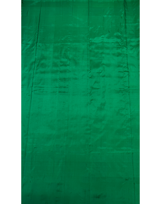 Magenta Pink Handwoven Ikat Silk Saree with Contrast Green Border
