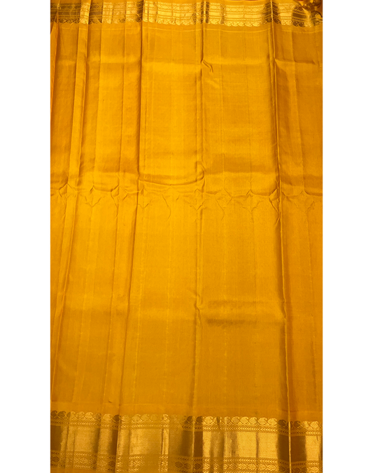 Rani Pink Handwoven Gadwal Silk Saree with Yellow Border