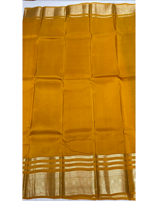 Turquoise Blue Kanchipuram Silk Saree with Contrast Mustard Yellow Border