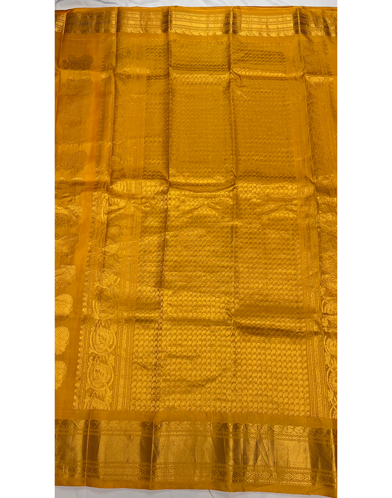 Rani Pink Handwoven Gadwal Silk Saree with Yellow Border