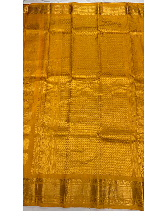 Rani Pink Handwoven Gadwal Silk Saree with Yellow Border