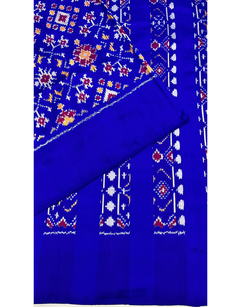Ink Blue Handwoven Double Ikat Silk Saree