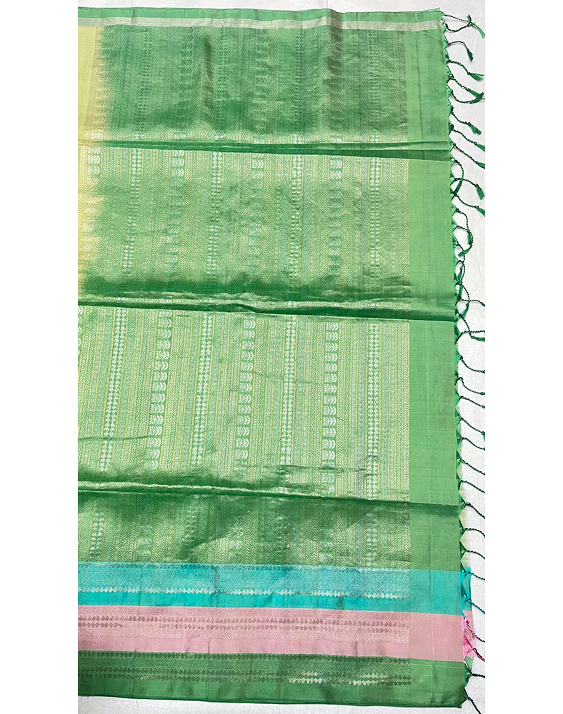 Pista Green Soft Silk Saree