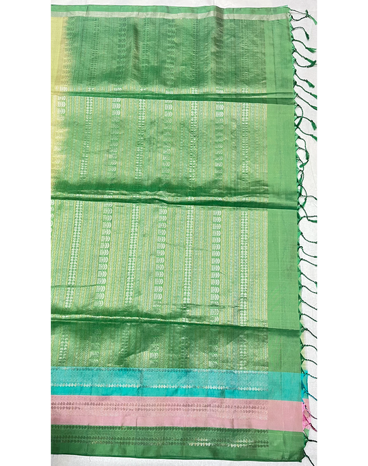 Pista Green Soft Silk Saree