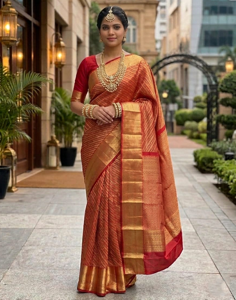 Red Brocade Kanchipuram Silk Saree
